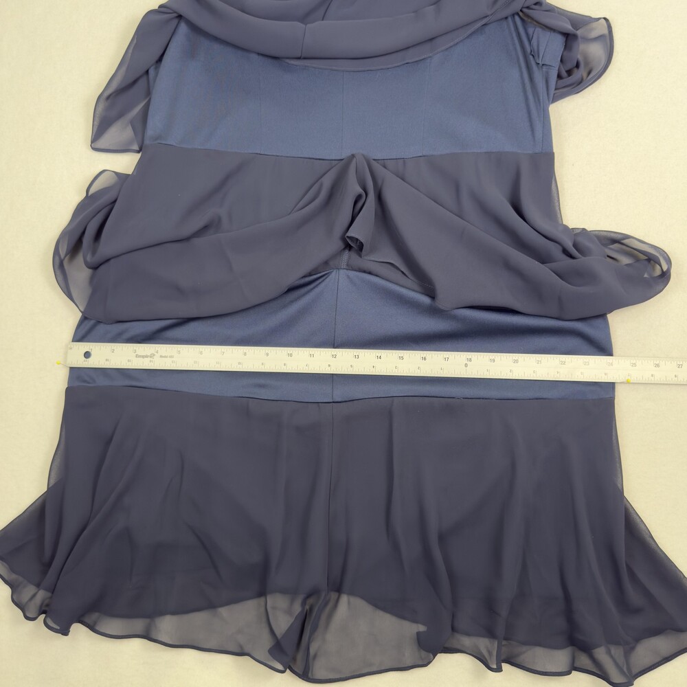 SLNY Tulip Tiered Chiffon Dress Rhinestone Shoulder Gatsby Cocktail Navy Plus 18 - Picture 10 of 12